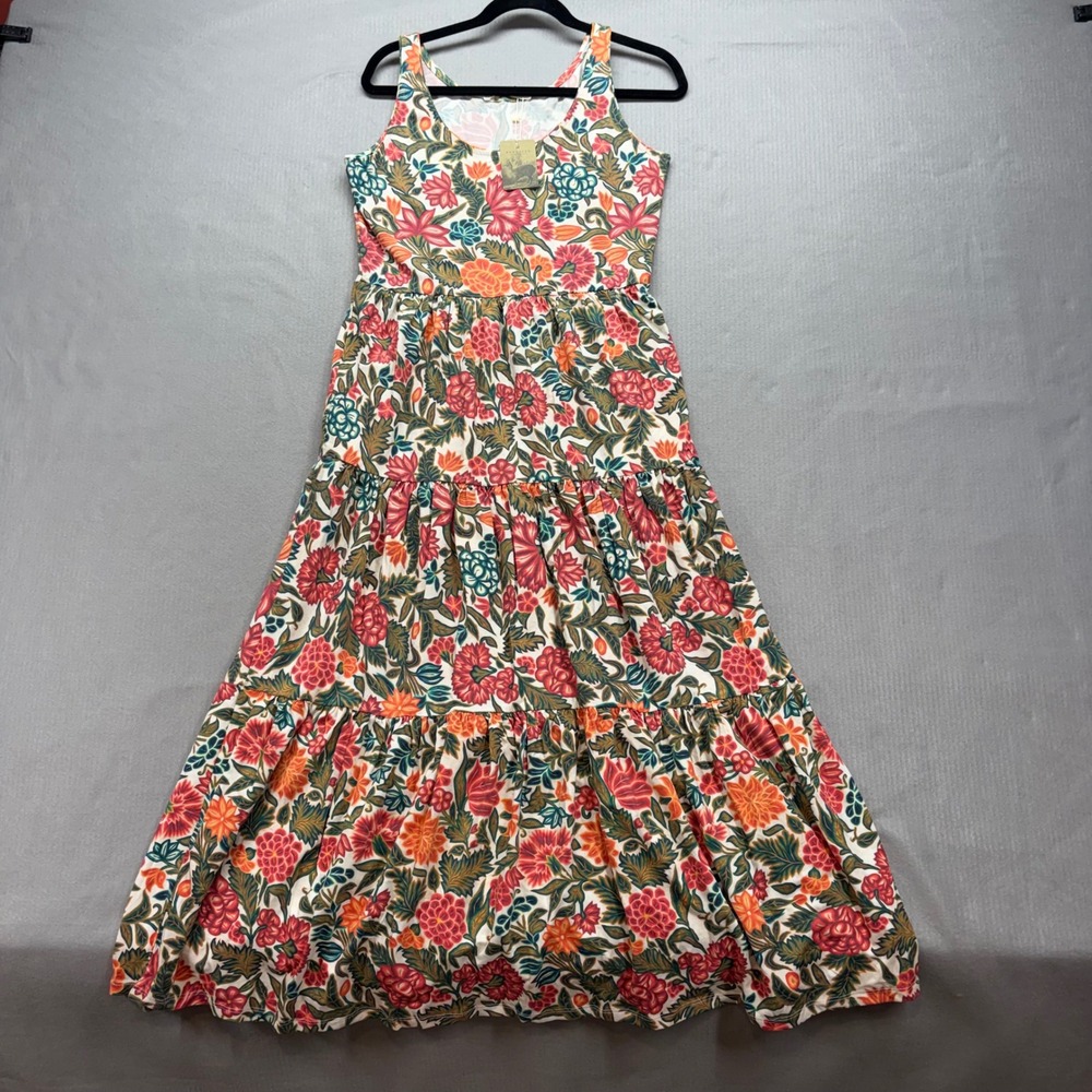 Peruvian Connection Carnaval Dress Womens Medium Multicolor Floral Tiered Maxi
